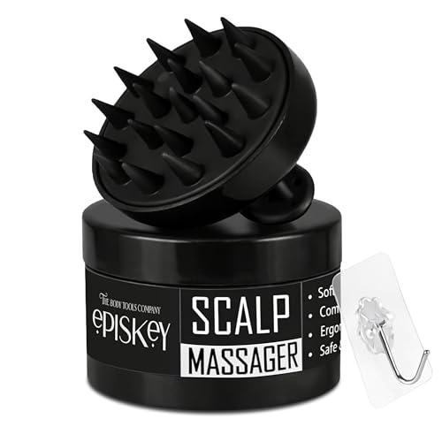 Episkey Scalp Massager Shampoo Brush for Hair Wash Anti-Dandruff Silicone Scalp Scrubber with Soft Bristles Deep Clean, Exfoliation & Hair Growth Ayurvedic Head Massage Brush for Men&Women(BLACK-35) - Image 1