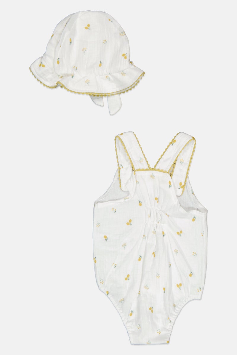 Rock-A-Bye Baby Boutique بدلة زهور مطبوعة للفتيات الصغيرات مع قبعة، متعددة الألوان - Image 2