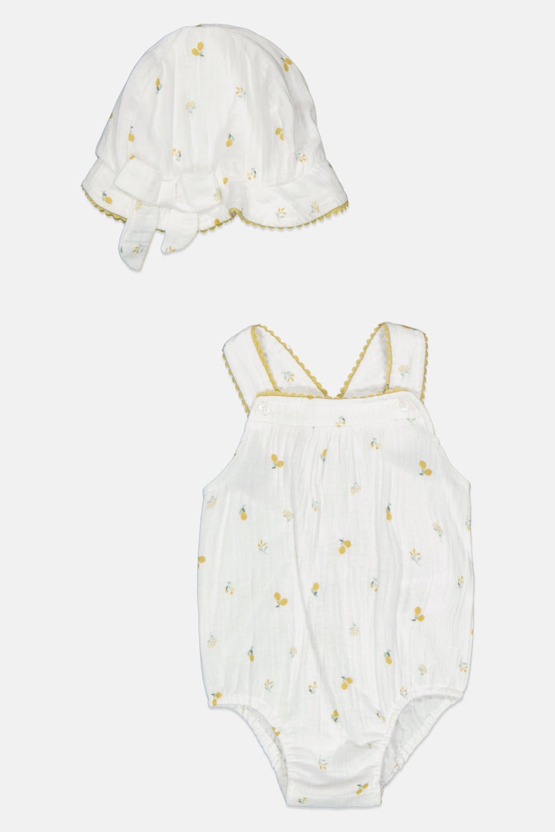 Rock-A-Bye Baby Boutique بدلة زهور مطبوعة للفتيات الصغيرات مع قبعة، متعددة الألوان - Image 1