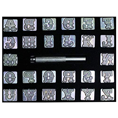 INNETOC 27 pcs 3/4″ 19mm A-Z Alphabet Letters and Pattern Stamping Punch Tools Set for Leathercraft, Belts, Saddle and Other Leather DIY Project (3/4″(19mm), Letter) - Image 2