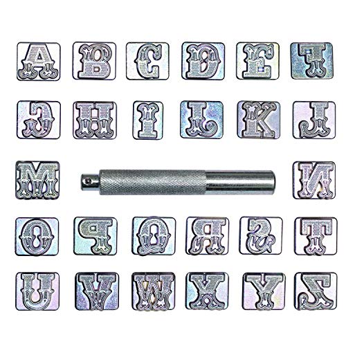 INNETOC 27 pcs 3/4″ 19mm A-Z Alphabet Letters and Pattern Stamping Punch Tools Set for Leathercraft, Belts, Saddle and Other Leather DIY Project (3/4″(19mm), Letter) - Image 1
