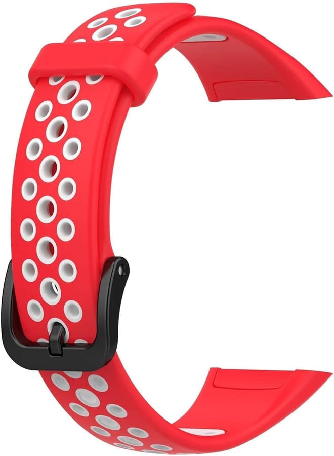 Next Next Store Compatible with Honor Band 6 Smart Watch Strap Double Color Breathable Sport Replacement Strap for Women Men Women Red White
