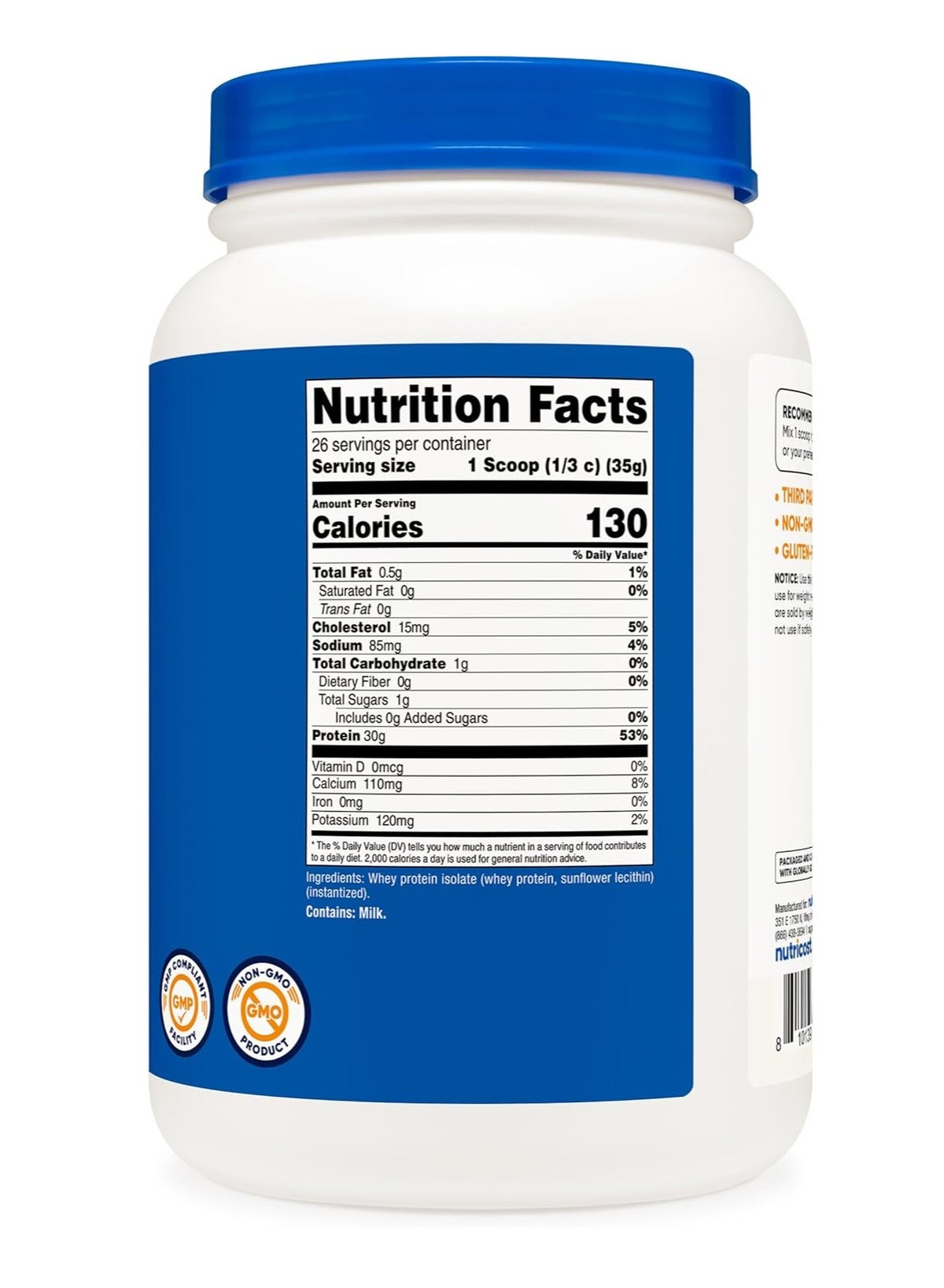 Nutricost Whey Protein Isolate Powder 2Lb