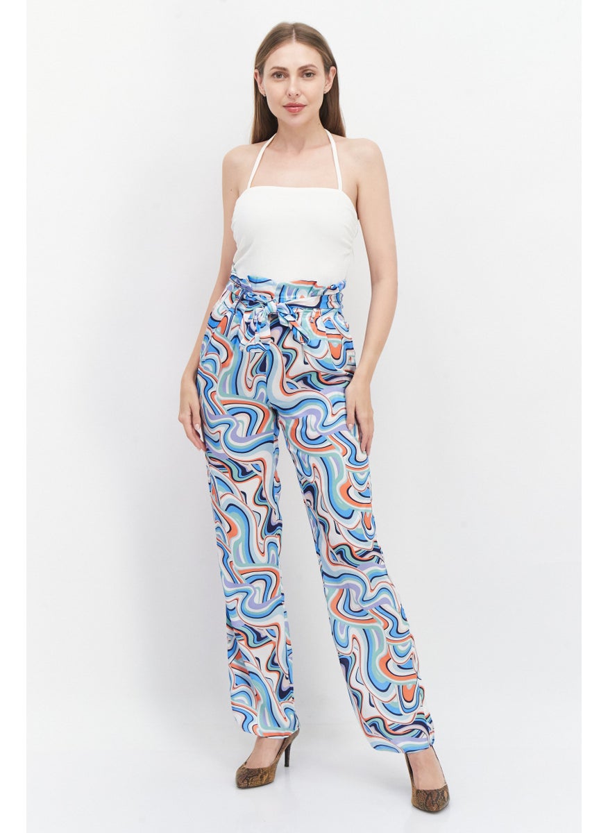 KENDALL + KYLIE - Women Regular Fit Abstract Palazzo Pants, Blue Combo - Image 1