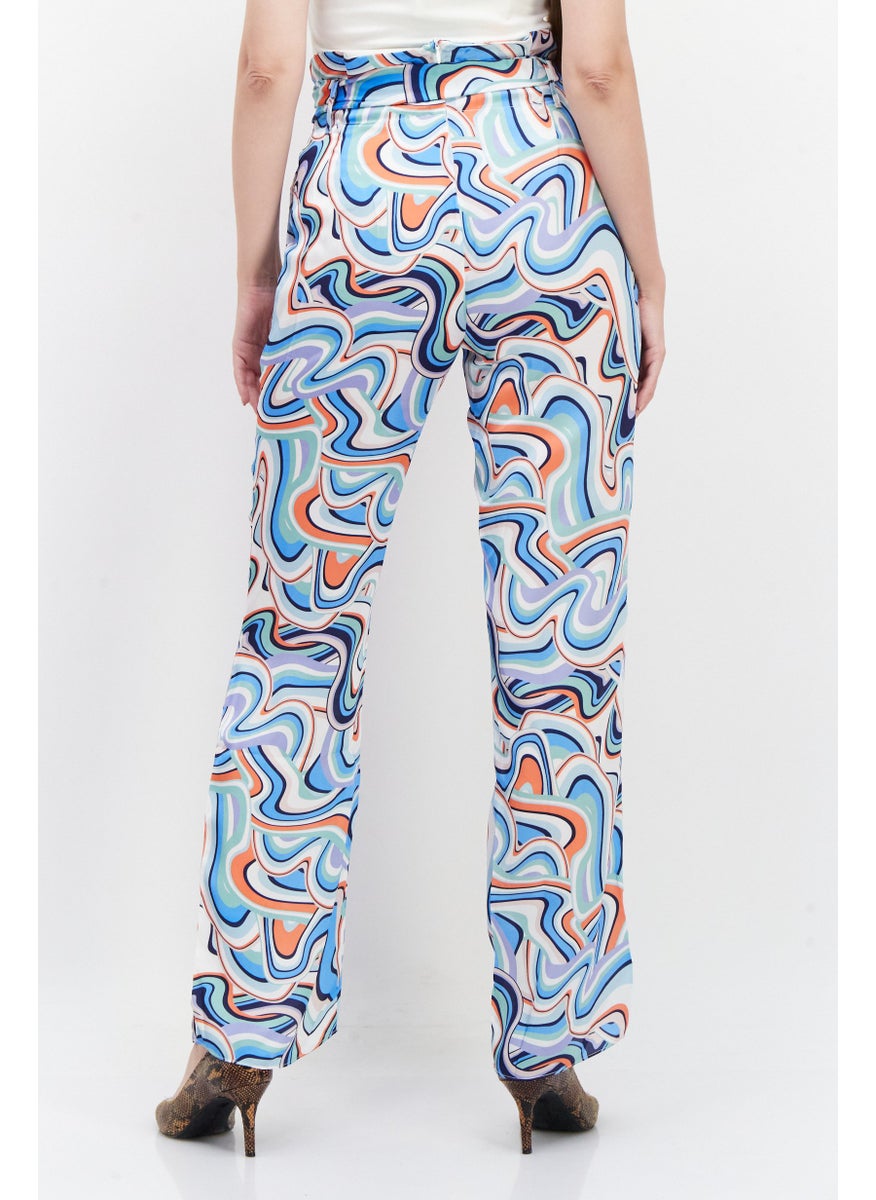 KENDALL + KYLIE - Women Regular Fit Abstract Palazzo Pants, Blue Combo - Image 1