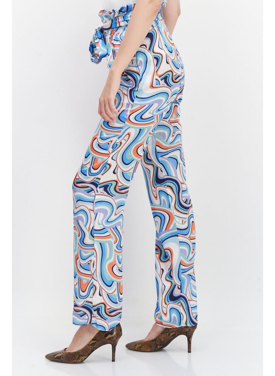 KENDALL + KYLIE - Women Regular Fit Abstract Palazzo Pants, Blue Combo - Image 1
