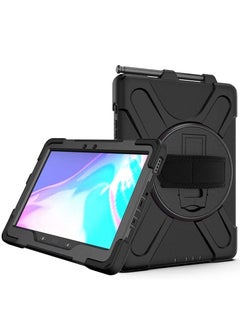 Case for Galaxy Tab Active Pro 10.1 inch SM-T540/T545/T547 Kickstand with 360 Degree Rotatable 3 Layer Hybrid Heavy Duty Shockproof Hand Strap Shoulder Strap Design