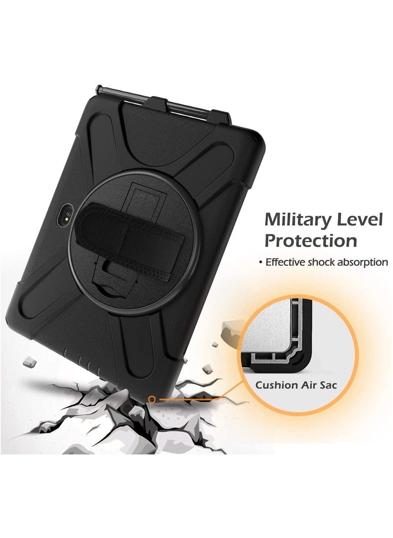 Generic - Case for Galaxy Tab Active Pro 10.1 inch SM-T540/T545/T547 Kickstand with 360 Degree Rotatable 3 Layer Hybrid Heavy Duty Shockproof Hand Strap Shoulder Strap Design - Image 1