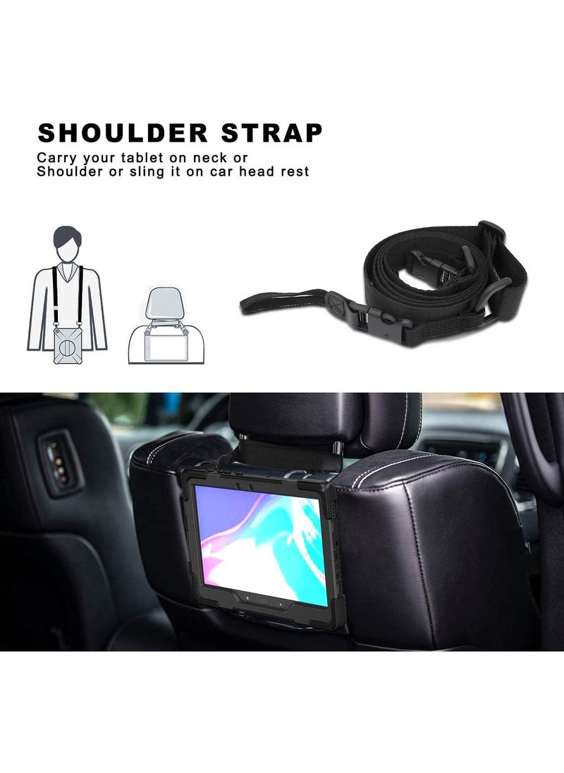 Generic - Case for Galaxy Tab Active Pro 10.1 inch SM-T540/T545/T547 Kickstand with 360 Degree Rotatable 3 Layer Hybrid Heavy Duty Shockproof Hand Strap Shoulder Strap Design - Image 1