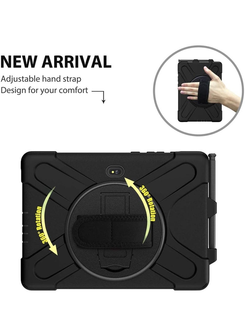 Generic - Case for Galaxy Tab Active Pro 10.1 inch SM-T540/T545/T547 Kickstand with 360 Degree Rotatable 3 Layer Hybrid Heavy Duty Shockproof Hand Strap Shoulder Strap Design - Image 1