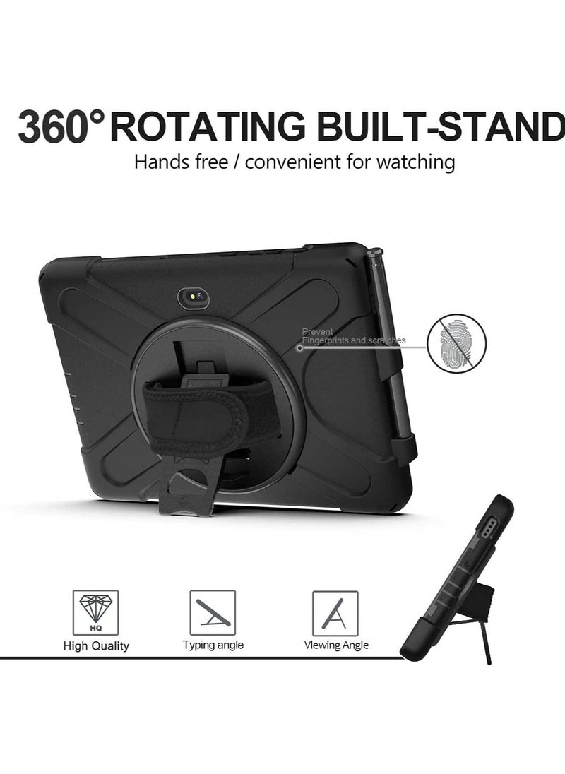 Generic - Case for Galaxy Tab Active Pro 10.1 inch SM-T540/T545/T547 Kickstand with 360 Degree Rotatable 3 Layer Hybrid Heavy Duty Shockproof Hand Strap Shoulder Strap Design - Image 1