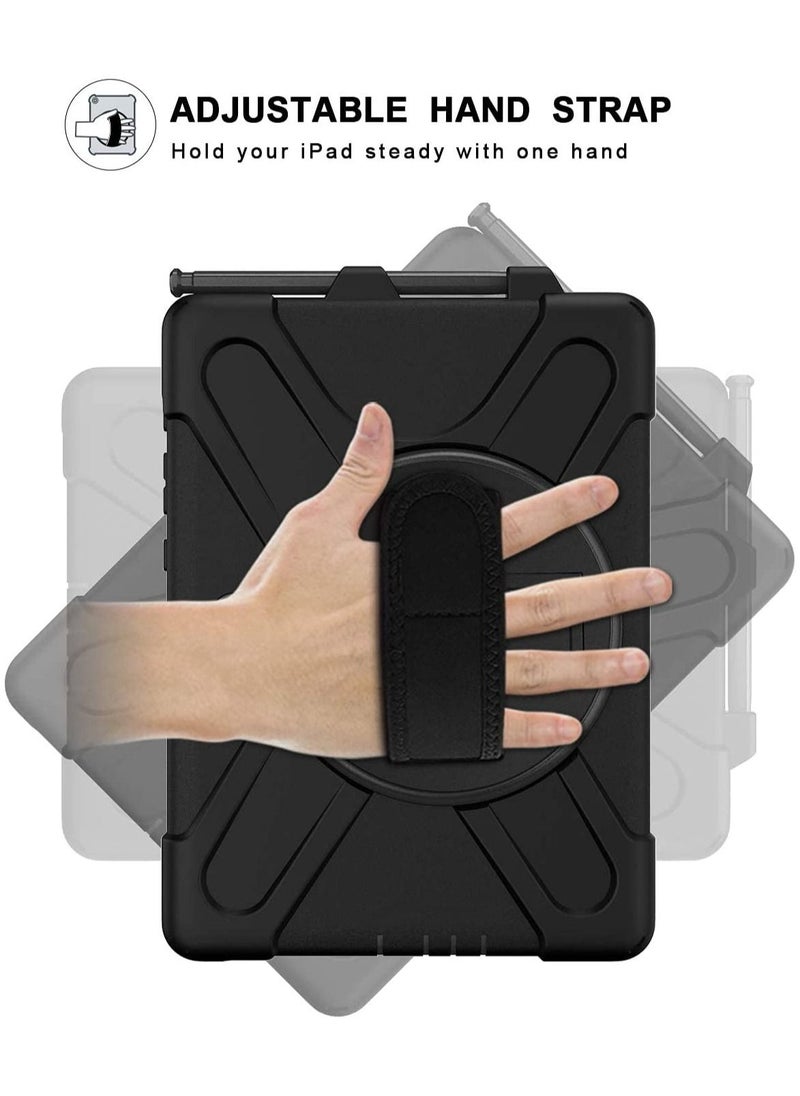 Generic - Case for Galaxy Tab Active Pro 10.1 inch SM-T540/T545/T547 Kickstand with 360 Degree Rotatable 3 Layer Hybrid Heavy Duty Shockproof Hand Strap Shoulder Strap Design - Image 1