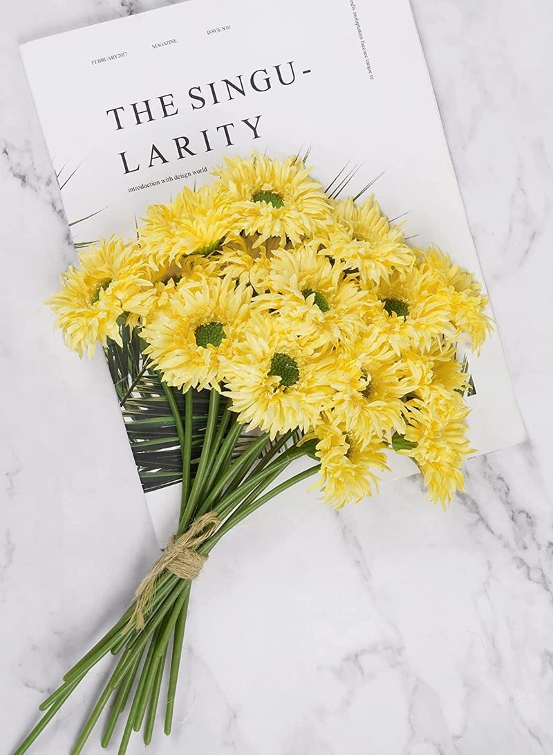 Captaintech Yellow Daisy Silk Flowers Gerbera Daisy Flowers, Realistic Daisies Bulk Fake Daisy Silk Flowers for Home Garden Party DIY Decor, Gerbera Daisy Bride Flowers Wedding Bouquet, 10.7” 15 PCS - Image 3