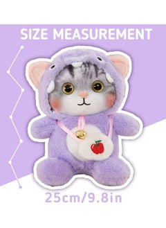 KASTWAVE Cat Frog Plush Stuffed Animal Cat Plushies with Frog Outfit, Gifts for Kids Purple（9.8 inches）  - Image 1