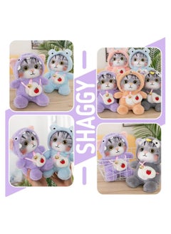 KASTWAVE Cat Frog Plush Stuffed Animal Cat Plushies with Frog Outfit, Gifts for Kids Purple（9.8 inches）  - Image 4