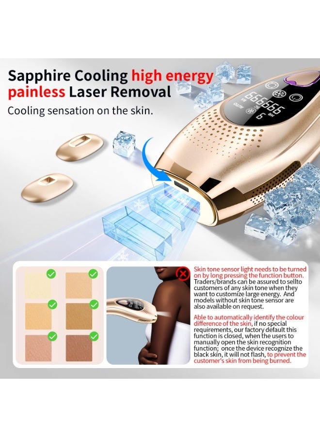 ETG IPL Hair Removal Device, 3-in-1 for Permanent Hair Removal, Skin Rejuvenation & Acne Treatment, 9 Energy Levels with Freezing Cooling Tech, 2X Faster Flashes & 2 Replaceable Heads - Image 5