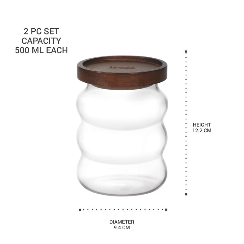 Treo by Milton Belly Storage Jar With Wooden lid Set of 2, 500 ml Each, Transparent | Storage Jar | Refrigerator Safe | Air Tight | Dishwasher and Microwave Safe | Light Weight - Image 5