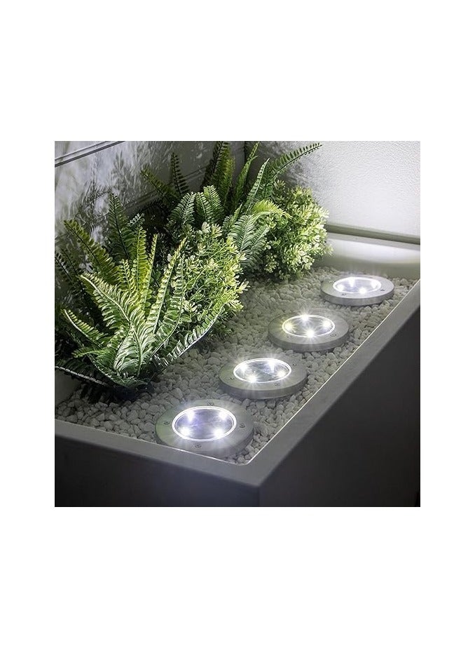 مصابيح LED تعمل بالطاقة الشمسية في الهواء الطلق، مجموعة من 4 مصابيح للفناء او التزيين او المناظر الطبيعية | تعمل بالطاقة الشمسية، سهلة الاستخدام، واضواء خارجية مقاومة للعوامل الجوية، أبيض - Image 1