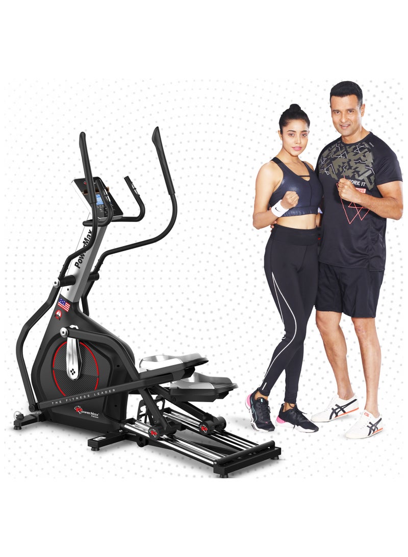Powermax Fitness Ec-1800 Elliptical Cross Trainer Home Gym Workout Machine Bluetooth App, Lcd Display, Hand Pulse Sensor, Anti Slip Pedal & 32 Level Resistance, Flywheel 14Kg For Cardio Training UniversalNone - Image 1