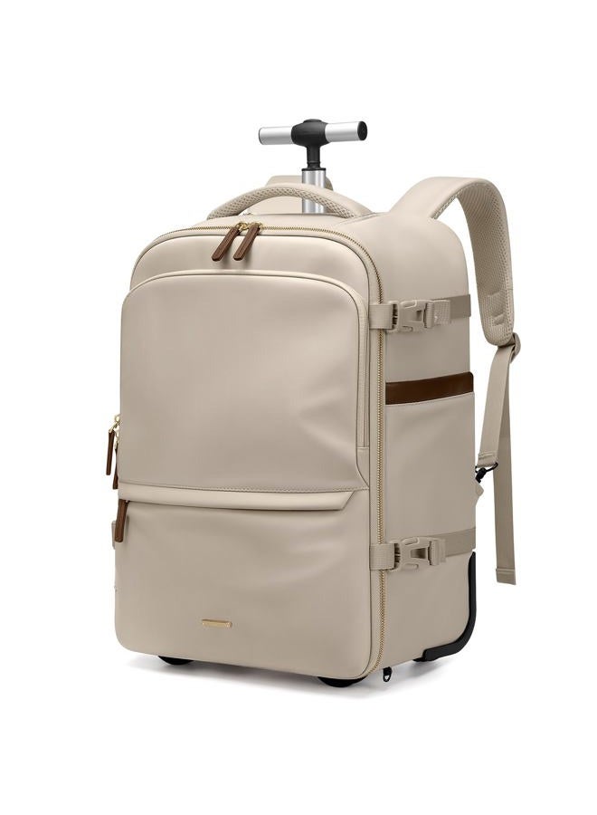 GOLF SUPAGS Rolling Backpack for Women 17 Inch Wheeled Convertible Laptop Backpack Carry On Luggage for Work Short Trips, Apricot, 17 Inch, Travel Backpacks - Image 1