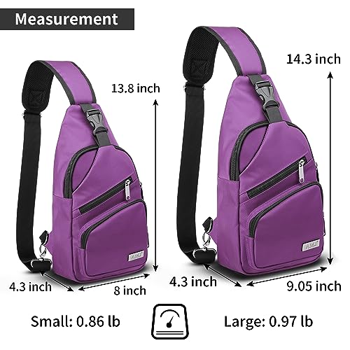 AMJ Crossbody Sling Bag Men Women Casual Shoulder Backpack Chest Daypack Satchel for Hiking Travel Small Purple - Image 3