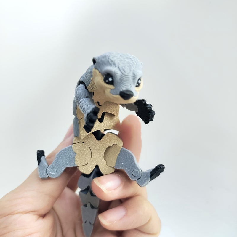 Grey 3D Printed Otter Hinged Beaver Statue Car Decoration Holiday Gift - Image 1