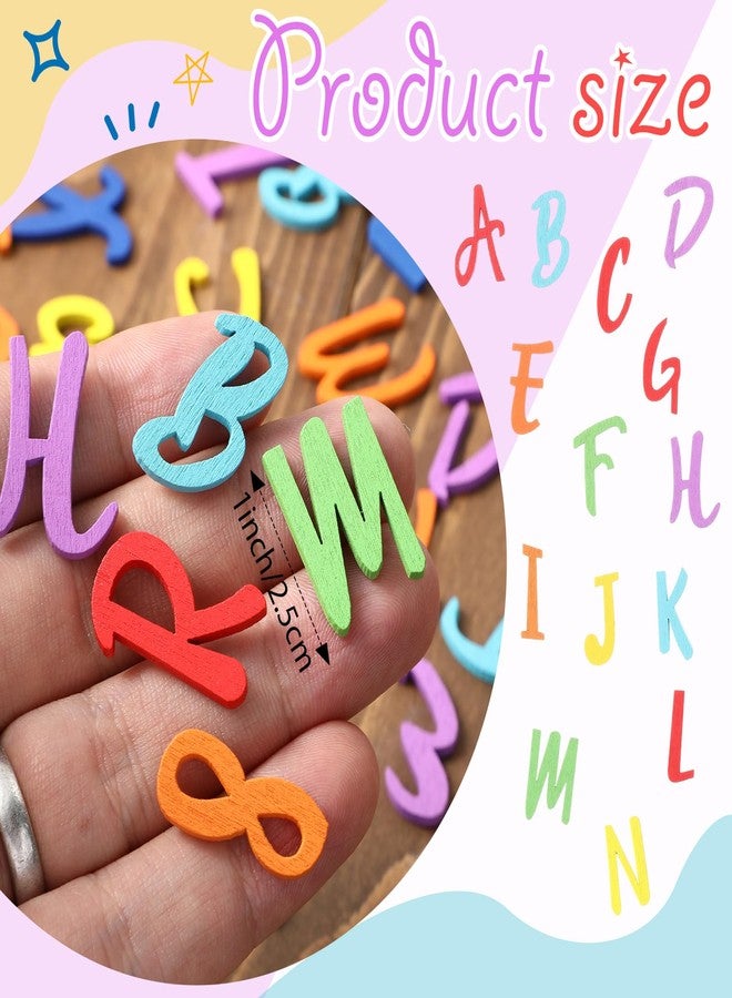 Blulu 248 Pcs 1 Inch Wood Alphabet Letters Numbers Blank Unfinished Wooden Letters Numbers for Crafts with Rustic Storage Tray for Spelling Learning Education Back to School Gifts(Mixed Color) - Image 2