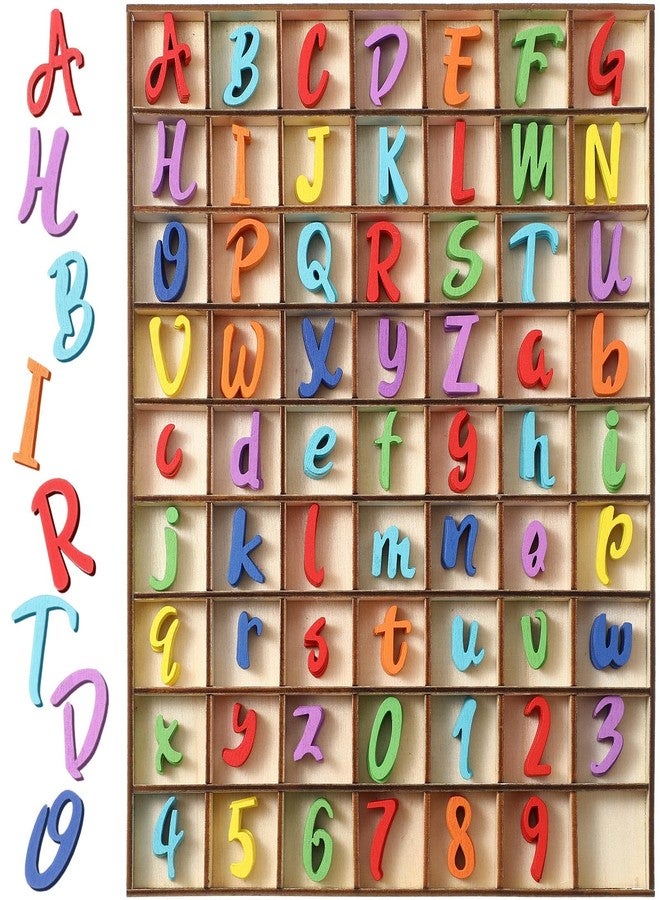 Blulu 248 Pcs 1 Inch Wood Alphabet Letters Numbers Blank Unfinished Wooden Letters Numbers for Crafts with Rustic Storage Tray for Spelling Learning Education Back to School Gifts(Mixed Color) - Image 1