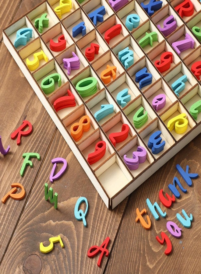 Blulu 248 Pcs 1 Inch Wood Alphabet Letters Numbers Blank Unfinished Wooden Letters Numbers for Crafts with Rustic Storage Tray for Spelling Learning Education Back to School Gifts(Mixed Color) - Image 5