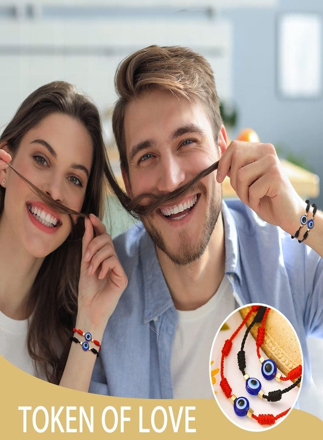 سوريو 32 قطعة من أساور العين الشريرة، سوار عقدة العين الشريرة قابل للتعديل، تميمة حظ، سوار مضفر من حبل مزين بسحر للنساء والرجال (أحمر، أسود، أزرق) - Image 2