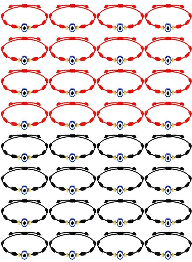 سوريو 32 قطعة من أساور العين الشريرة، سوار عقدة العين الشريرة قابل للتعديل، تميمة حظ، سوار مضفر من حبل مزين بسحر للنساء والرجال (أحمر، أسود، أزرق) - Image 1