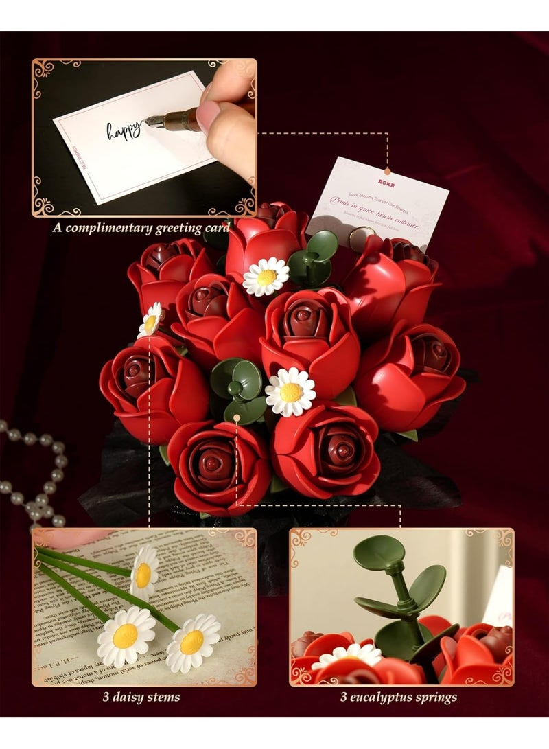 ROKR ROBOTIME ROKR Red Rose Bouquet DIY 3D Puzzle AF02J - Image 3