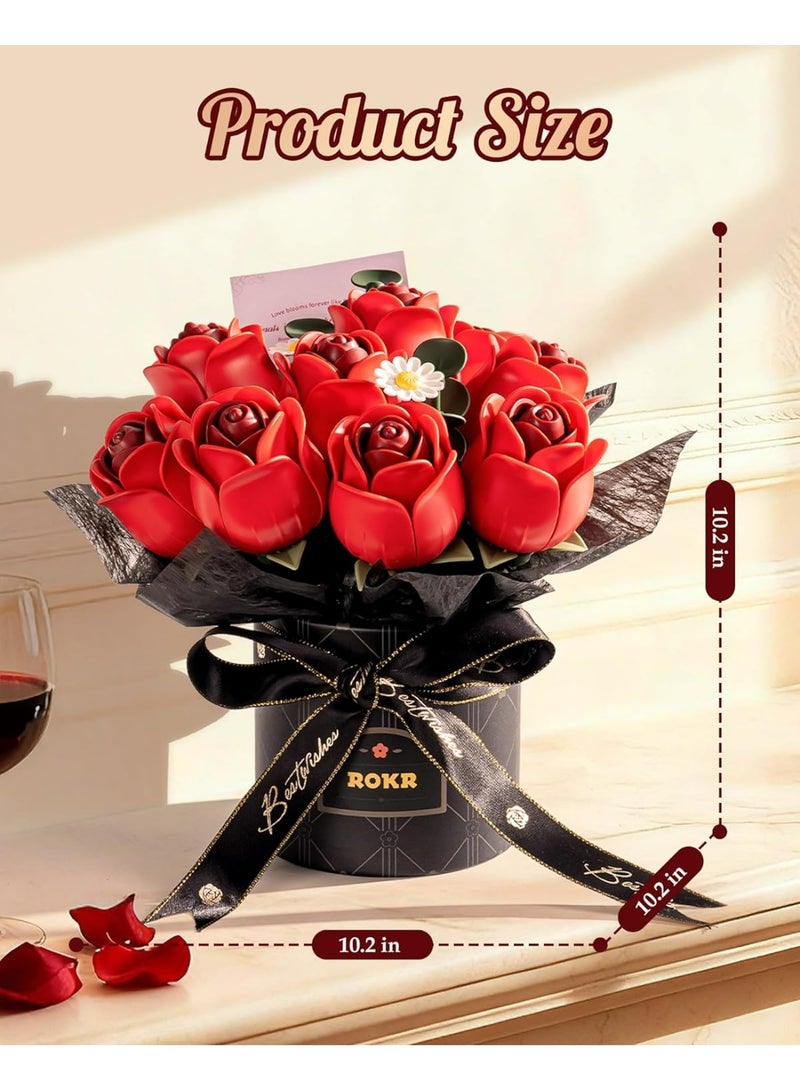 ROKR ROBOTIME ROKR Red Rose Bouquet DIY 3D Puzzle AF02J - Image 2