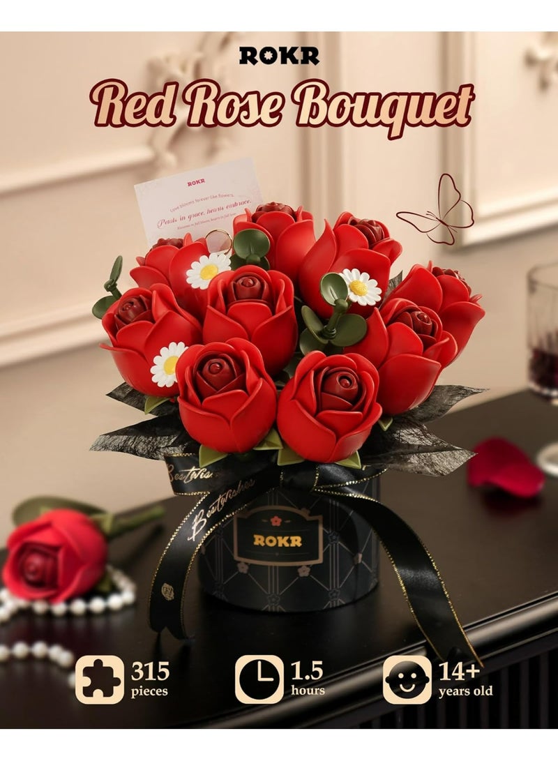 ROKR ROBOTIME ROKR Red Rose Bouquet DIY 3D Puzzle AF02J - Image 4