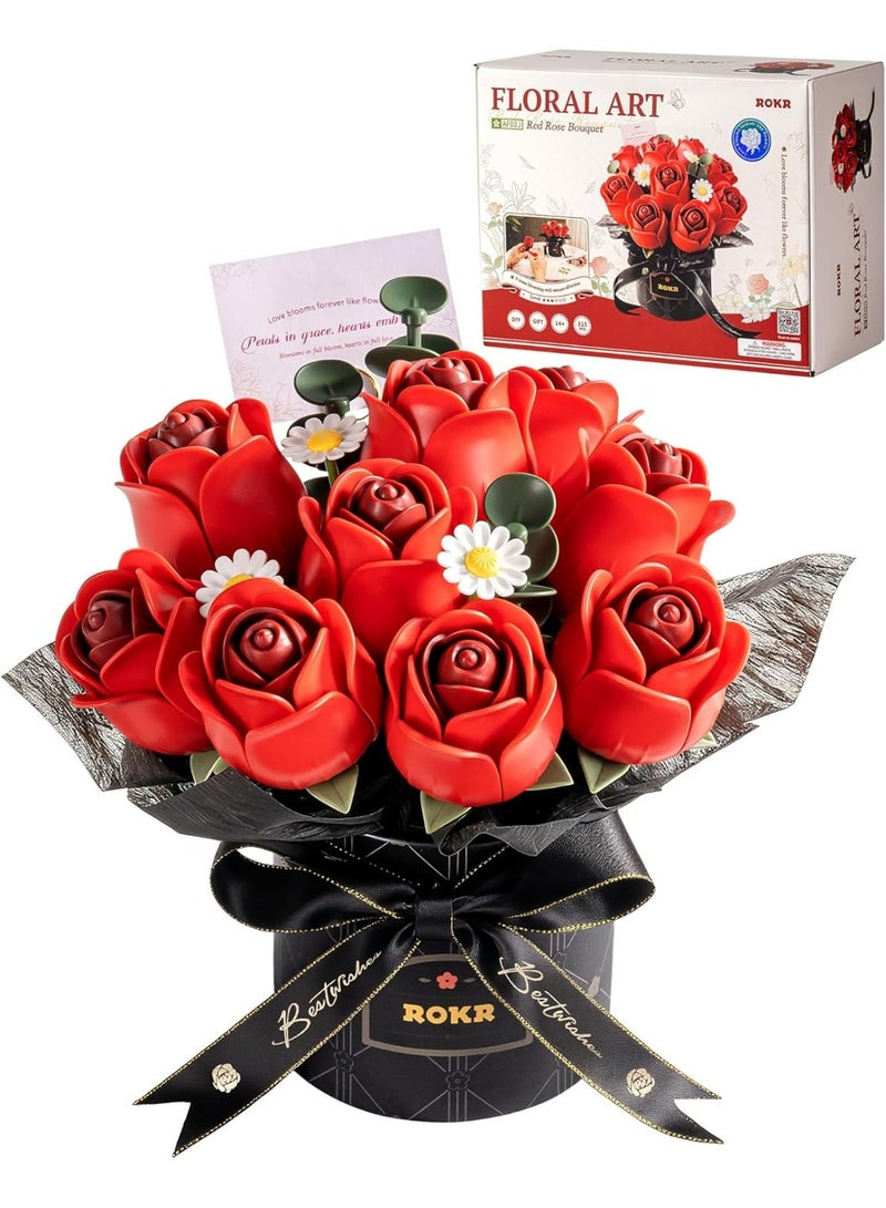 ROKR ROBOTIME ROKR Red Rose Bouquet DIY 3D Puzzle AF02J - Image 1