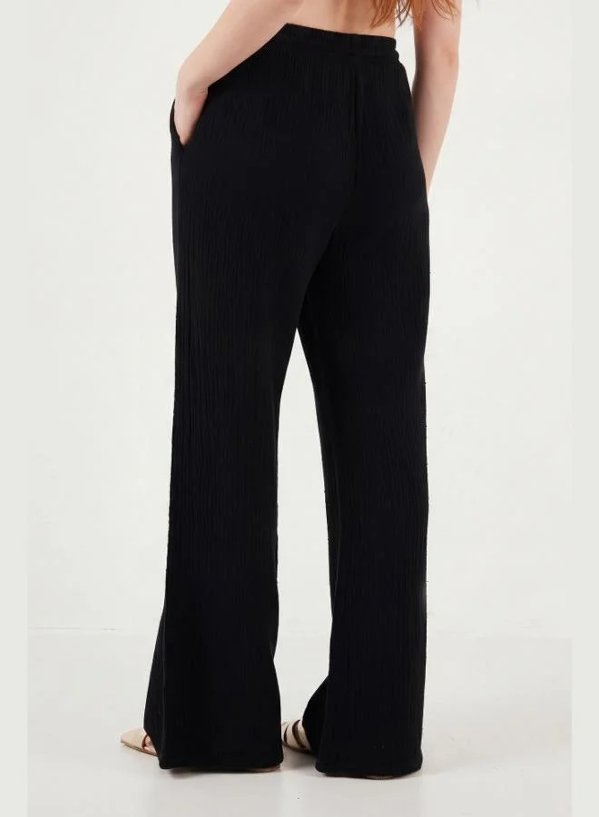 Lela  Lela Cotton Comfort Fit High Waist Wide Leg Trousers Women's Pants 668YP5540 for Women | Best Price UAE