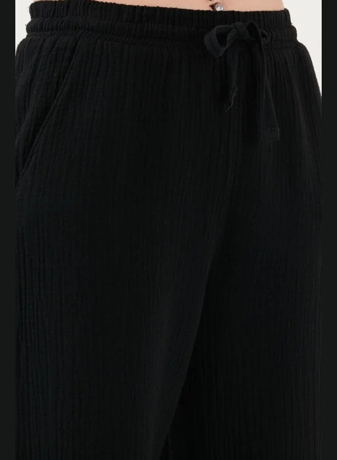 Lela  Lela Cotton Comfort Fit High Waist Wide Leg Trousers Women's Pants 668YP5540 for Women | Best Price UAE