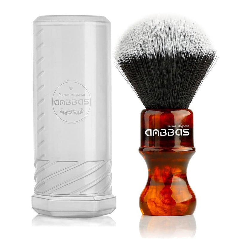 Anbbas Synthetic Badger Shaving Brush with Resin Handle,Nylon Bristles Hair Lathering Foam Brush for Men Travel Professional Wet Shaving(Amber,24 mm Knot) - Image 1