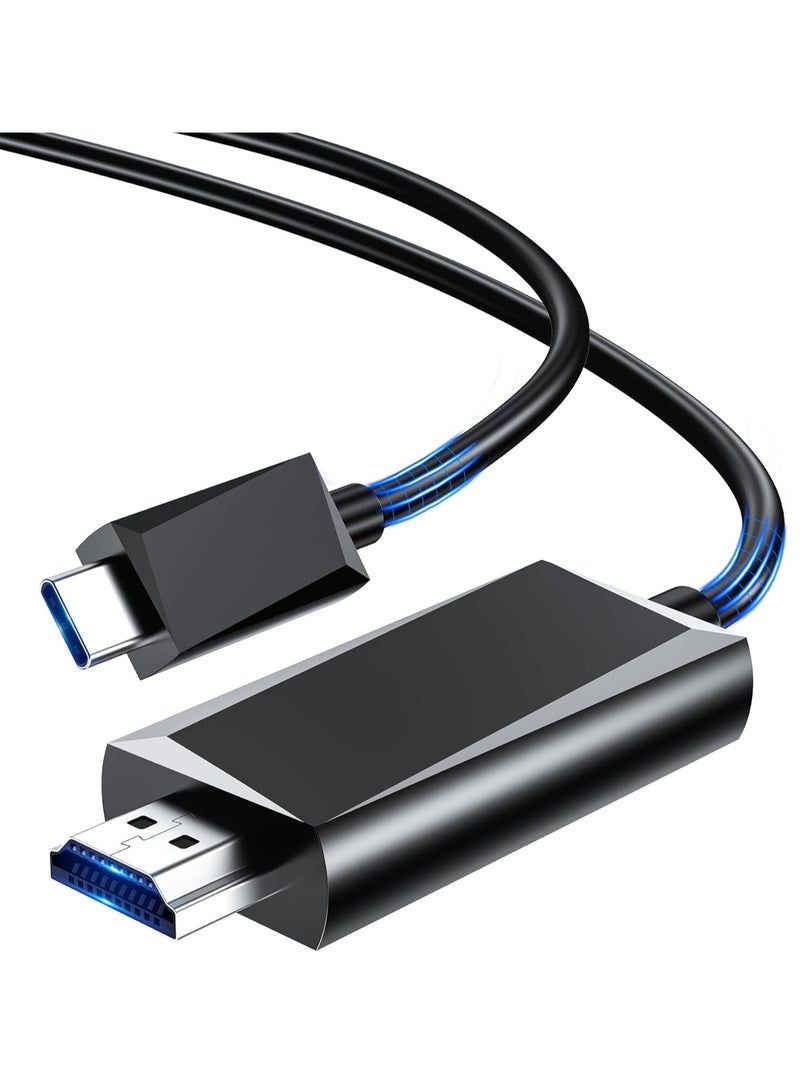 BHHB USB C to HDMI Cable [4K@60Hz] Thunderbolt 3/4 Compatible Type C to HDMI Cable for iPhone 15 Pro/Pro Max, MacBook iPad Pro/Air, iMac, Surface Book, Samsung, Pixelbook, XPS, HP etc. - 2 m  - Image 1