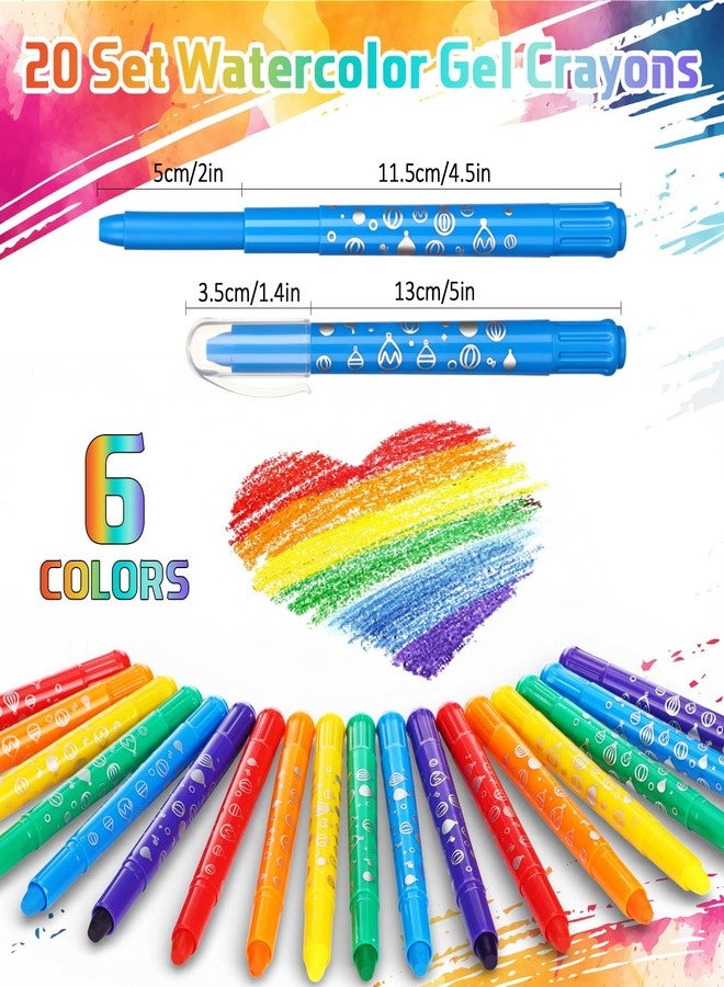 Lewtemi 120 Pcs Gel Crayons 6 Watercolor Rainbow Crayons Easter Basket Stuffers Twistable Washable Tempera Paint Sticks Art Drawing Painting Supplies for Paper, Glass, Mirrors and Windows - Image 2