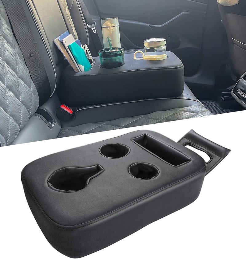 Sinvanho Car Cup Holder - PU Leather Back Seat Organizer for Drinks and Snacks - Image 1