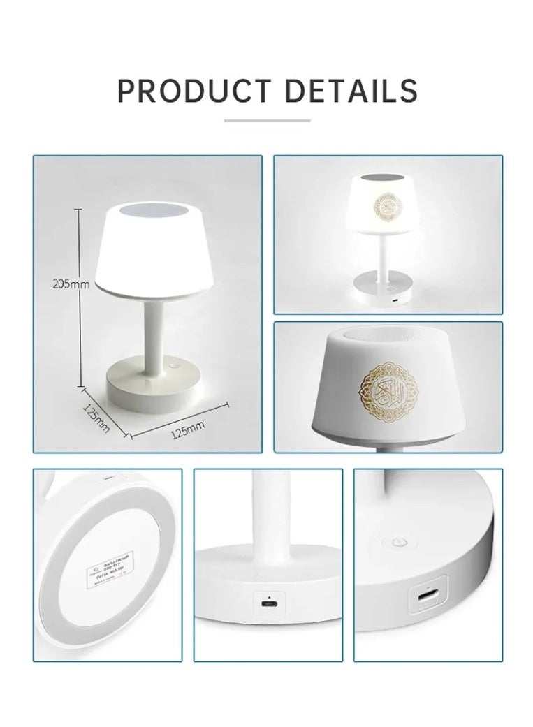 إيكوانتو مصباح مكتبي من إيكوانتو، مكبر صوت للقرآن الكريم، ساعة أذان بتقنية بلوتوث، إضاءة LED بسبعة ألوان، مصباح طاولة يعمل باللمس، ذاكرة 8 جيجابايت، مع 16 قارئًا، بالإضافة إلى 16 ترجمة | SQ-917 - Image 5