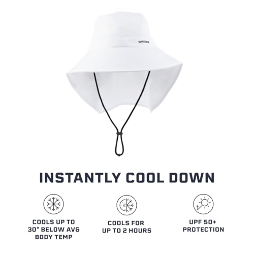 Mission Cooling Sun Defender Sun Hat, UPF 50 UV Protection for Men Women, Wide Brim Outdoor Hat for Hiking, Fishing, Beach, Gardening (White) - Image 2