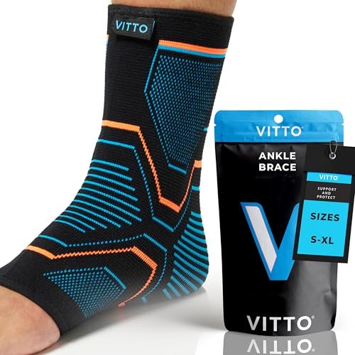 VITTO Ankle Brace for Sprained Ankle - Ankle Compression Sleeve for Men & Women. Ankle Support to Stabalize the Ankle Joint for Injury Prevention and Ankle Sprain Relief (S) - Image 1