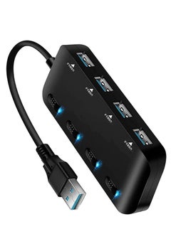 USB 3.0 Hub Ultra-Thin splitter, Super Speed Port Multifunctional Adapter Extension with Individual On/Off Switch, Portable Expansion Data