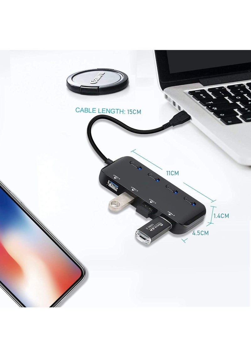 Y&D - USB 3.0 Hub Ultra-Thin splitter, Super Speed Port Multifunctional Adapter Extension with Individual On/Off Switch, Portable Expansion Data - Image 1