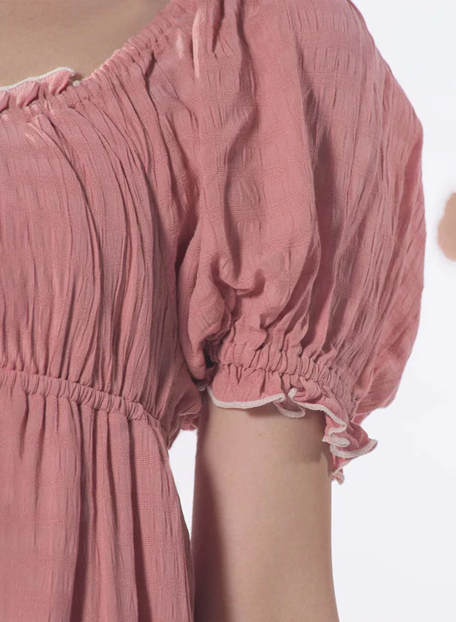 Virgio  VIRGIO 100% Viscose Ruffled Bow Mini Dress for Women | Best Price UAE