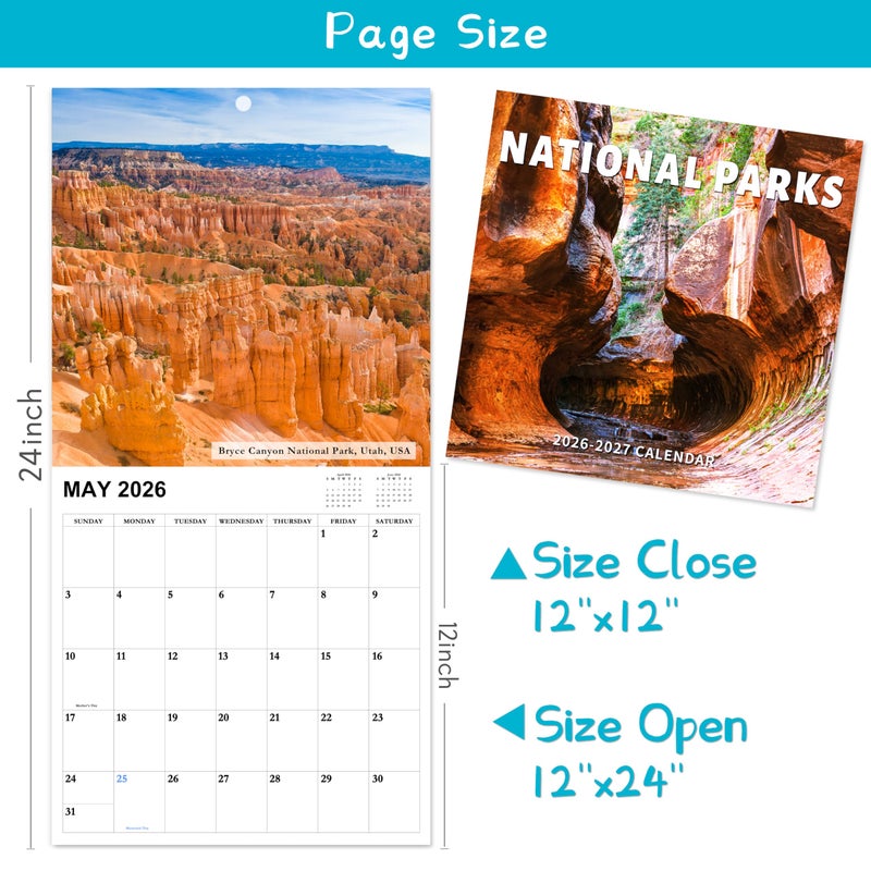 Chambom 2026-2027 Calendar - 18-Month Wall Calendar 2026-2027 from Jan. 2026 - Jun. 2027, 2026 Wall Calendar, 12" x 24"(open), Calendars with Unruled Blocks, Holidays, Thick Paper for Organizing & Planning - Image 5