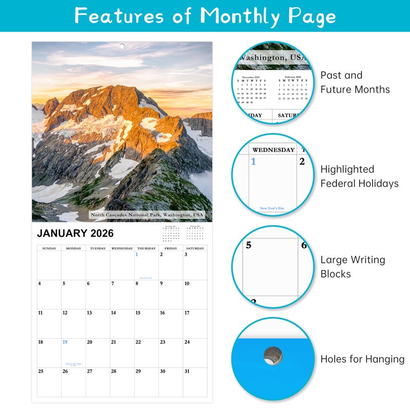 Chambom 2026-2027 Calendar - 18-Month Wall Calendar 2026-2027 from Jan. 2026 - Jun. 2027, 2026 Wall Calendar, 12" x 24"(open), Calendars with Unruled Blocks, Holidays, Thick Paper for Organizing & Planning - Image 4