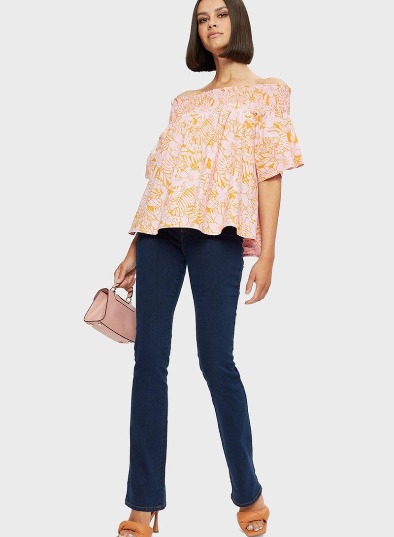 DOROTHY PERKINS Bardot Floral Print Top - Image 1